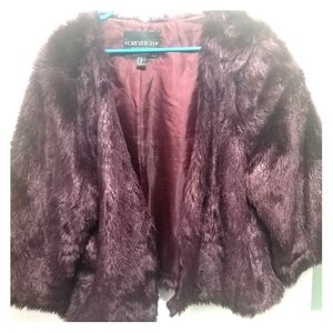 Short Purple Faux Fur Coat